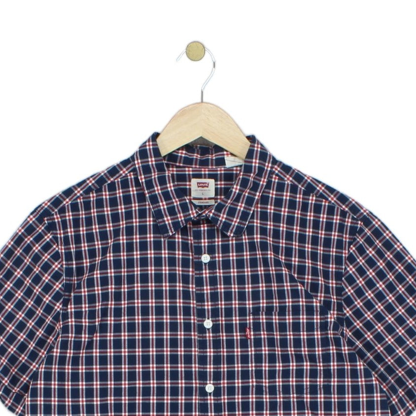 Mens Plaid Shirt Button Up Short Sleeve