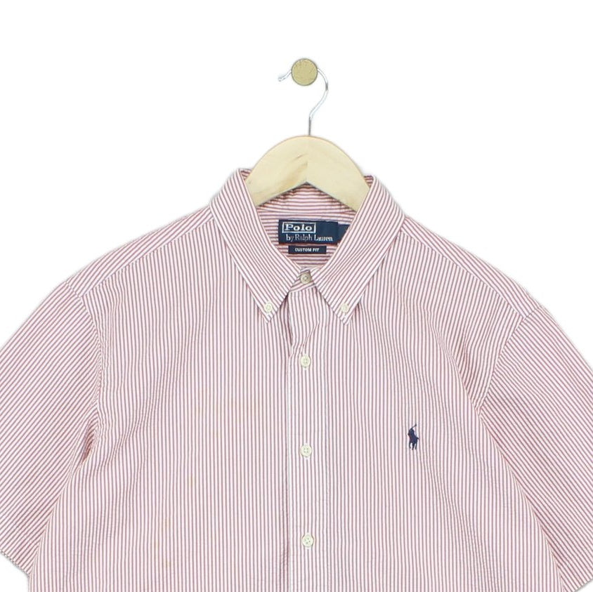 Mens Striped Shirt Custom Fit Short Sleeve