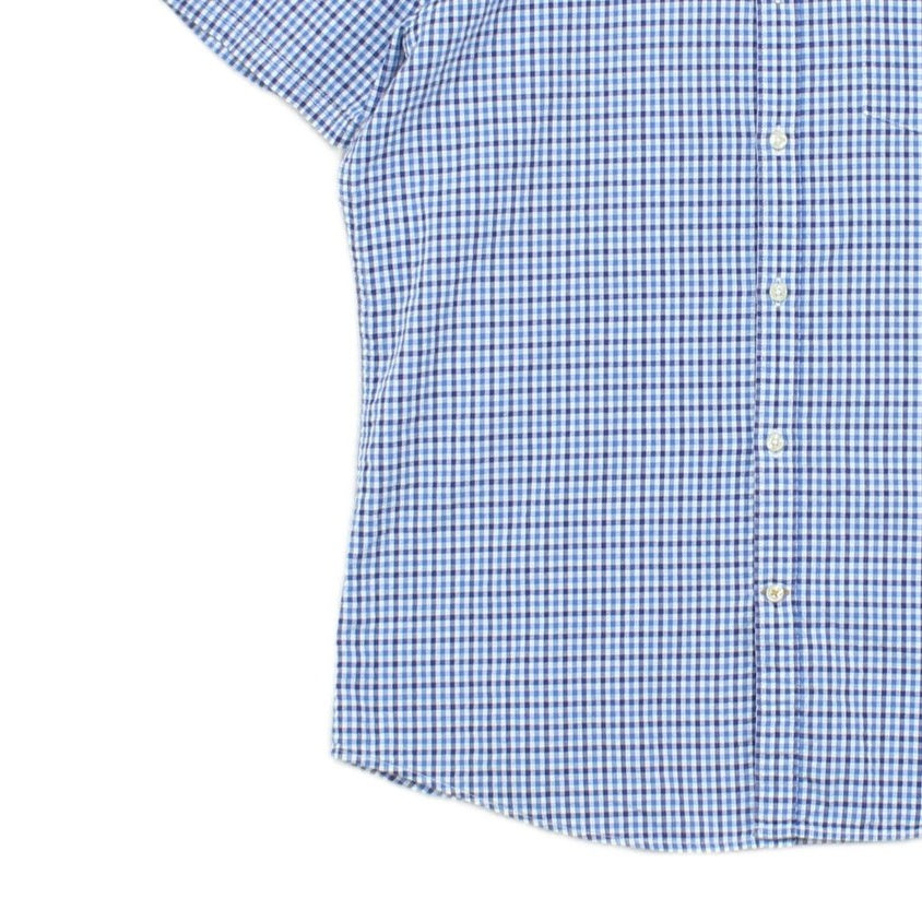 Mens Check Shirt Short Sleeve Tailored