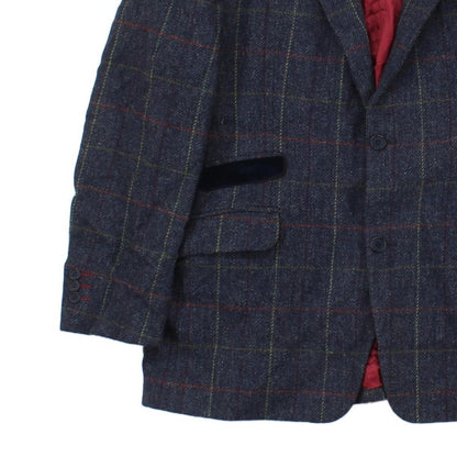 Mens Wool Blazer Plaid Suit Formal