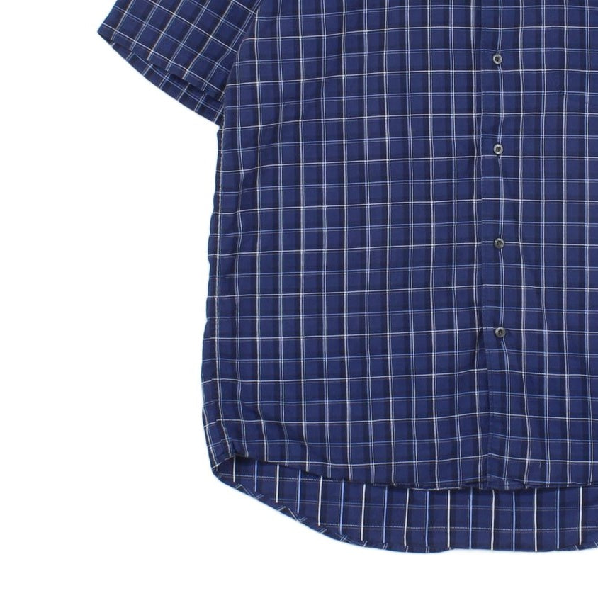 Mens Plaid Shirt Short Sleeve Button Up