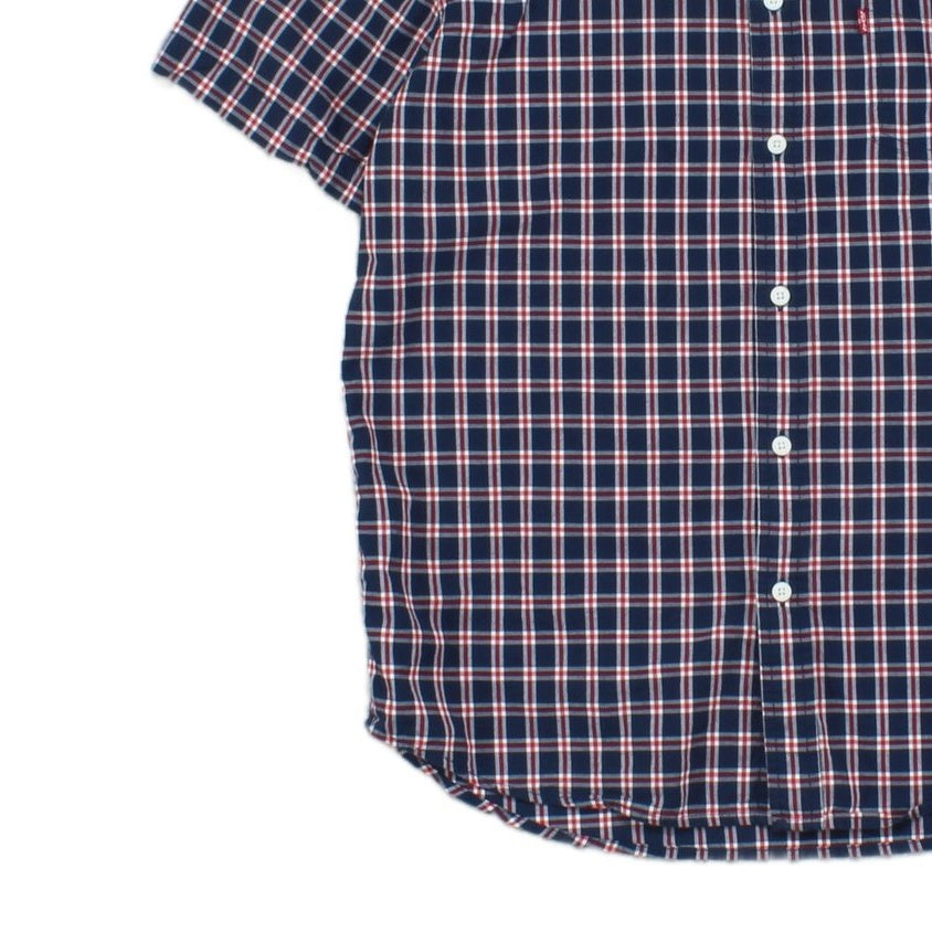 Mens Plaid Shirt Button Up Short Sleeve