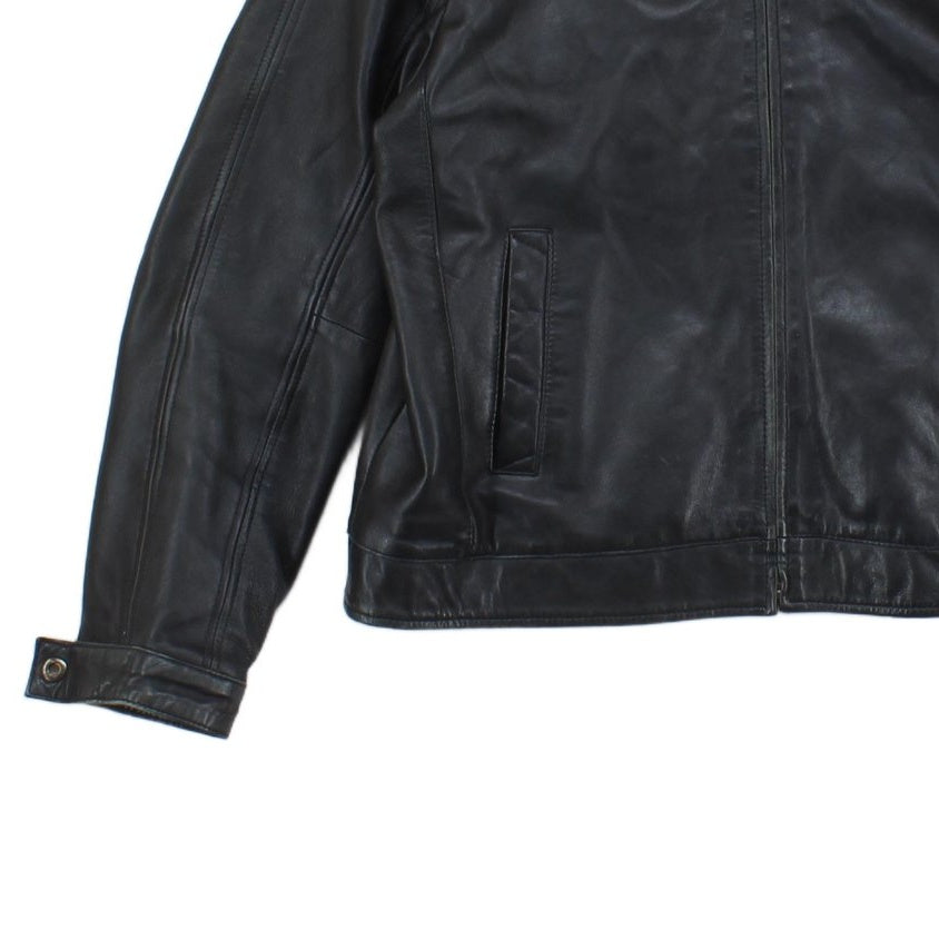 Mens Leather Jacket Full Zip Biker