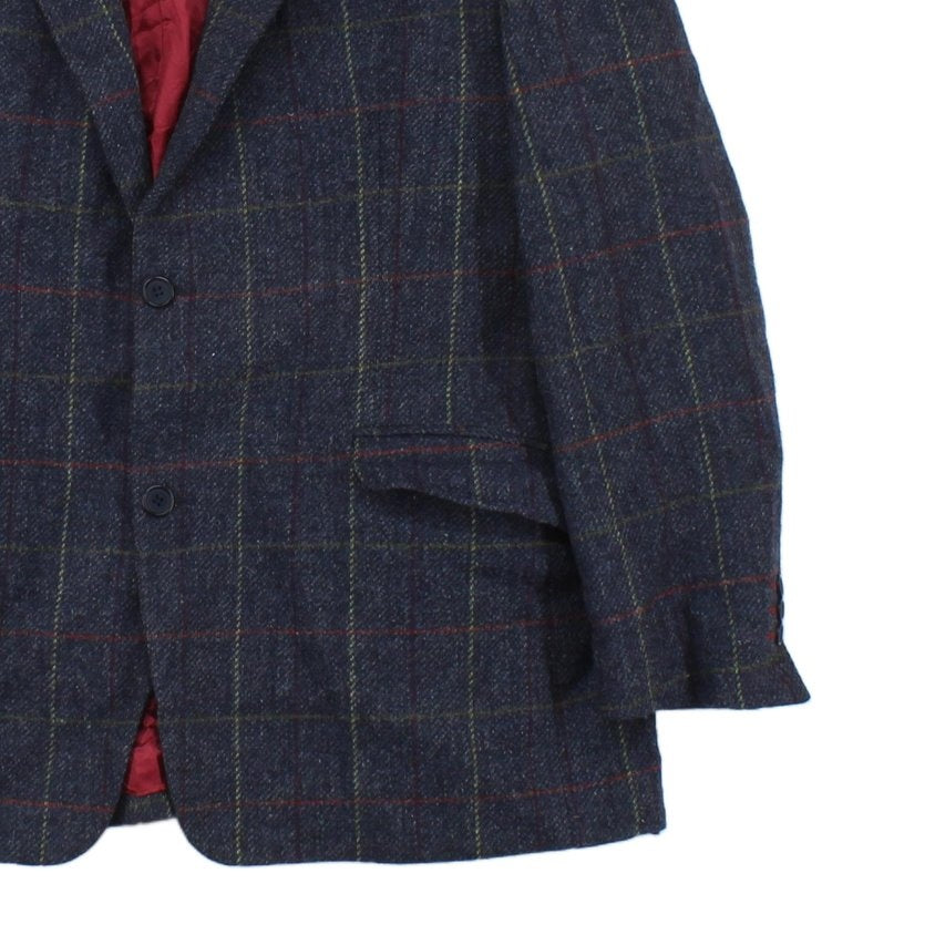 Mens Wool Blazer Plaid Suit Formal
