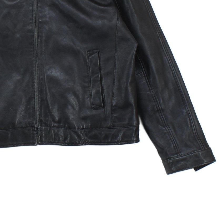 Mens Leather Jacket Full Zip Biker