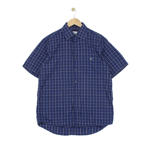 Mens Plaid Shirt Short Sleeve Button Up