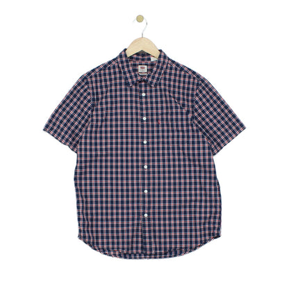 Mens Plaid Shirt Button Up Short Sleeve