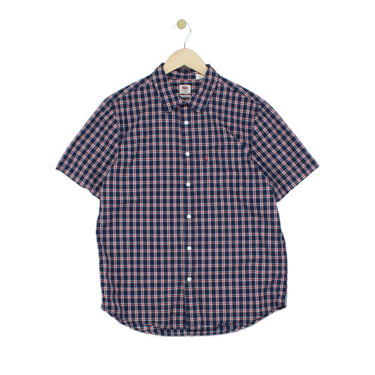 Mens Plaid Shirt Button Up Short Sleeve
