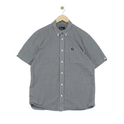 Mens Check Shirt Short Sleeve Button Up
