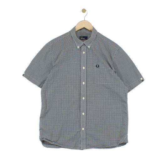 Mens Check Shirt Short Sleeve Button Up