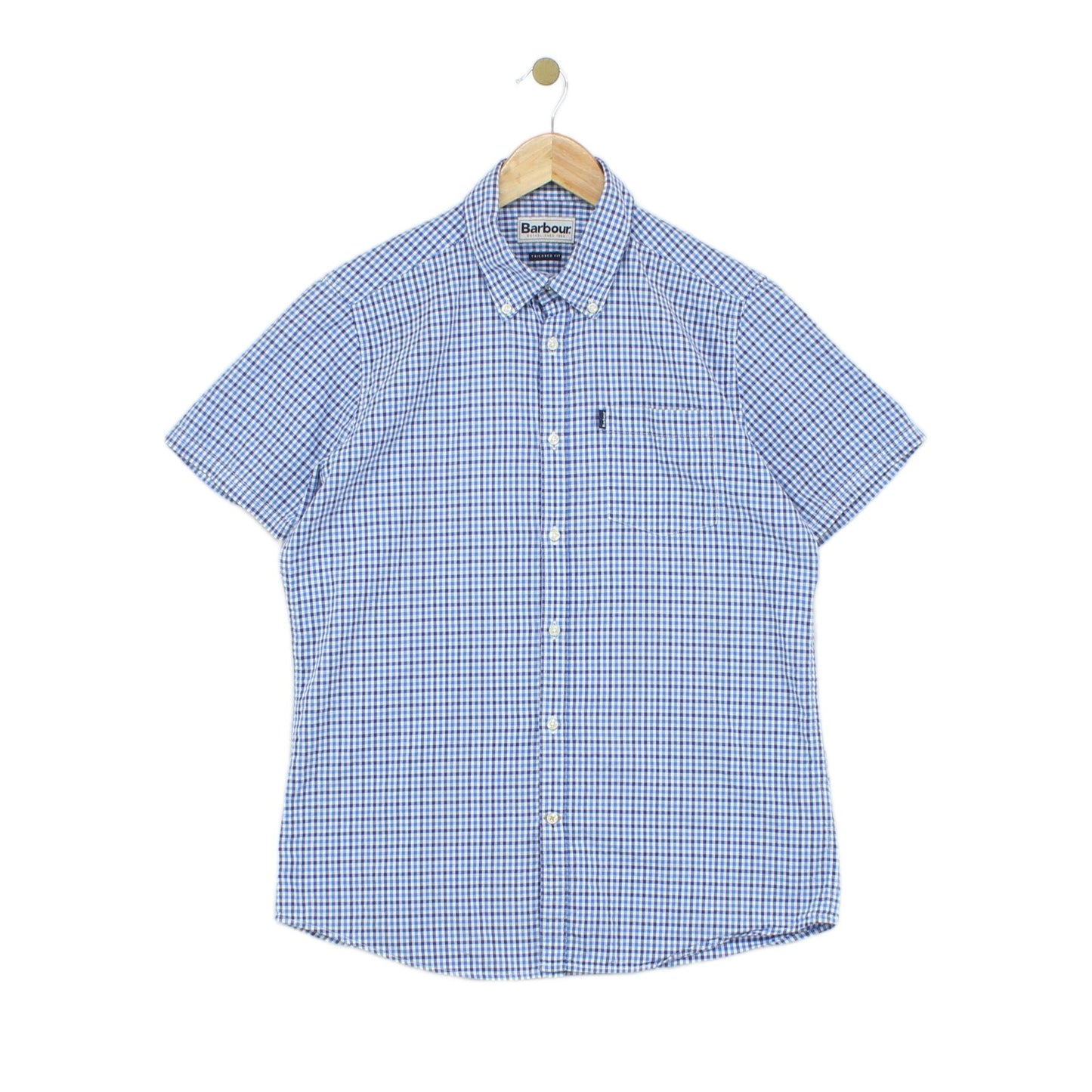 Mens Check Shirt Short Sleeve Tailored