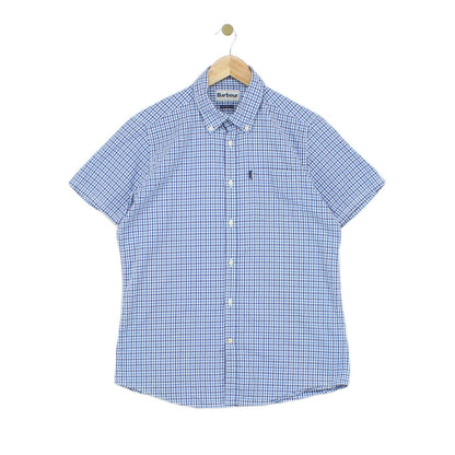 Mens Check Shirt Short Sleeve Tailored