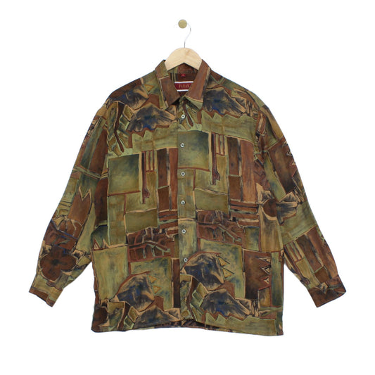 Mens Abstract Shirt Bohemian Viscose