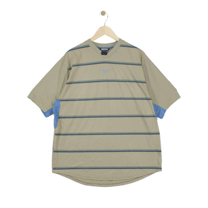 Mens Striped T-Shirt V Neck  Casual Short Sleeve