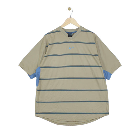 Mens Striped T-Shirt V Neck  Casual Short Sleeve