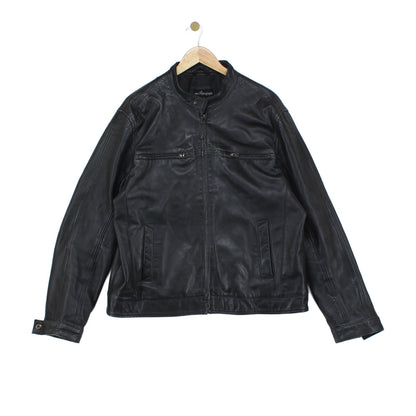 Mens Leather Jacket Full Zip Biker