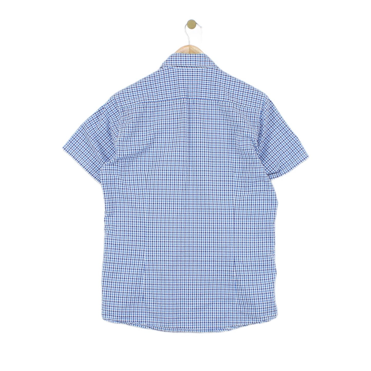 Mens Check Shirt Short Sleeve Tailored