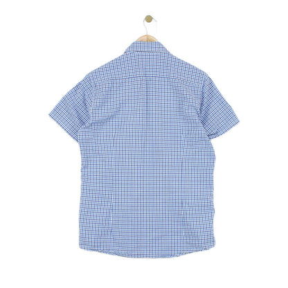 Mens Check Shirt Short Sleeve Tailored