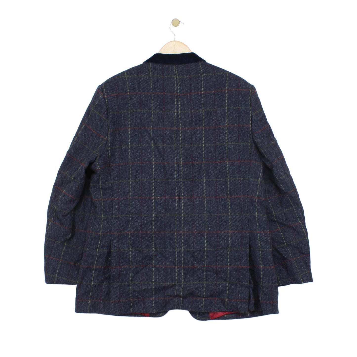 Mens Wool Blazer Plaid Suit Formal
