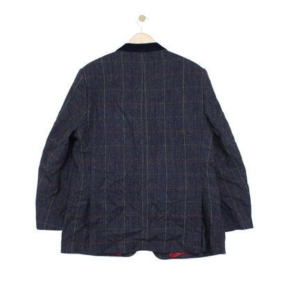 Mens Wool Blazer Plaid Suit Formal