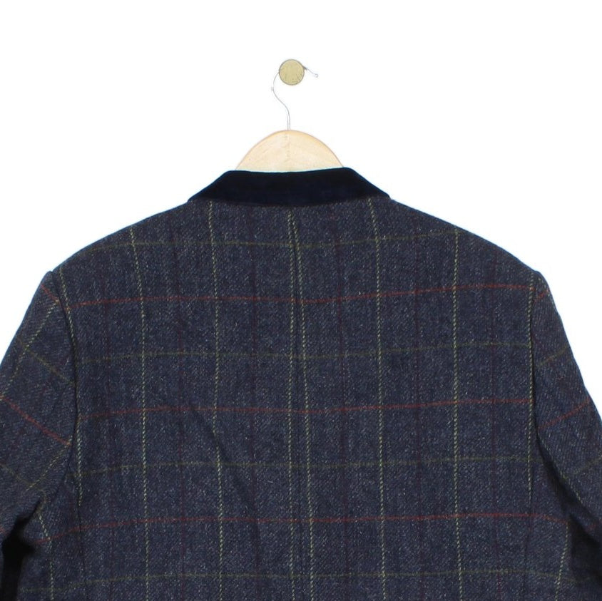 Mens Wool Blazer Plaid Suit Formal