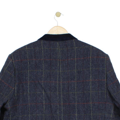 Mens Wool Blazer Plaid Suit Formal