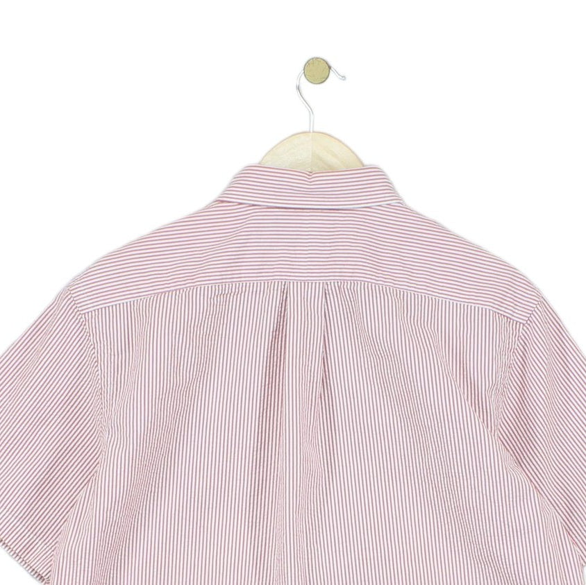 Mens Striped Shirt Custom Fit Short Sleeve