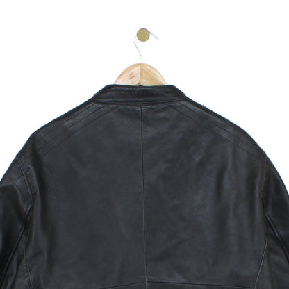 Mens Leather Jacket Full Zip Biker