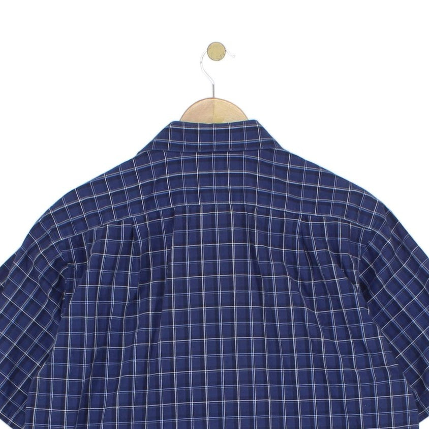 Mens Plaid Shirt Short Sleeve Button Up
