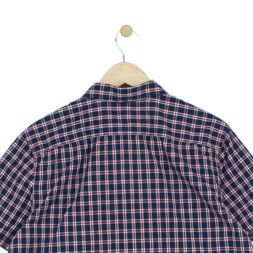 Mens Plaid Shirt Button Up Short Sleeve