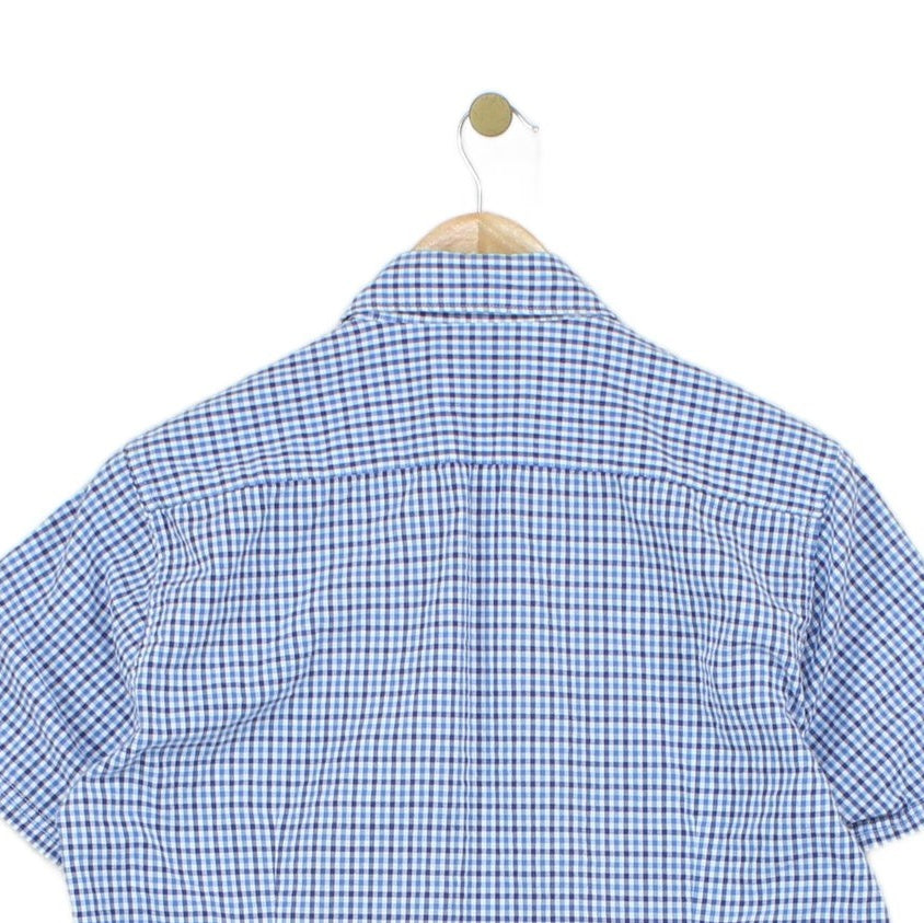 Mens Check Shirt Short Sleeve Tailored