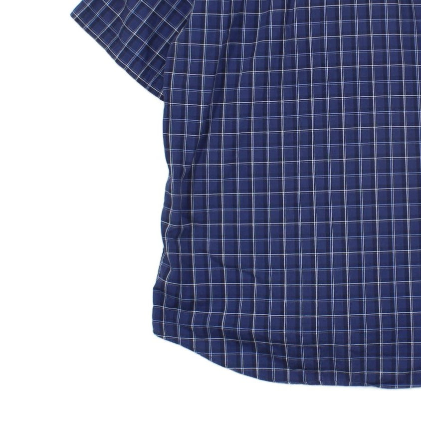 Mens Plaid Shirt Short Sleeve Button Up