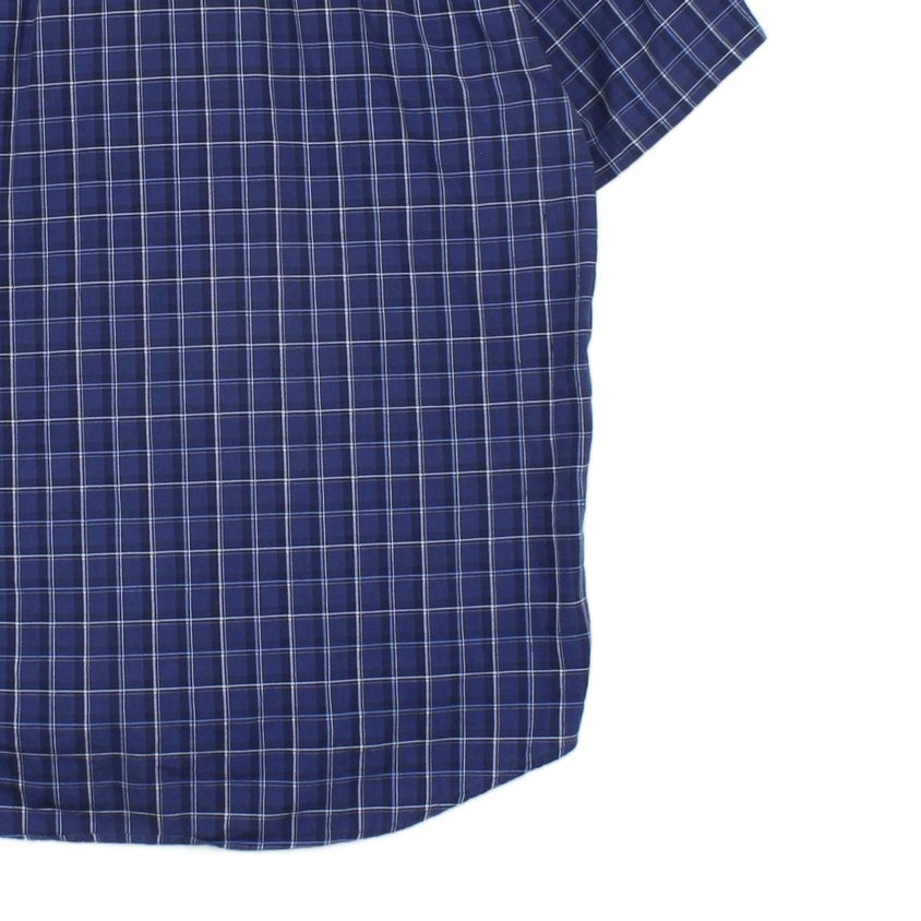 Mens Plaid Shirt Short Sleeve Button Up