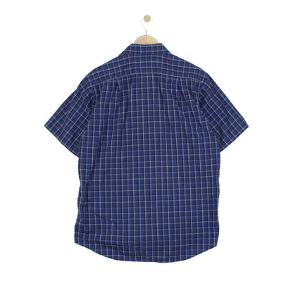 Mens Plaid Shirt Short Sleeve Button Up
