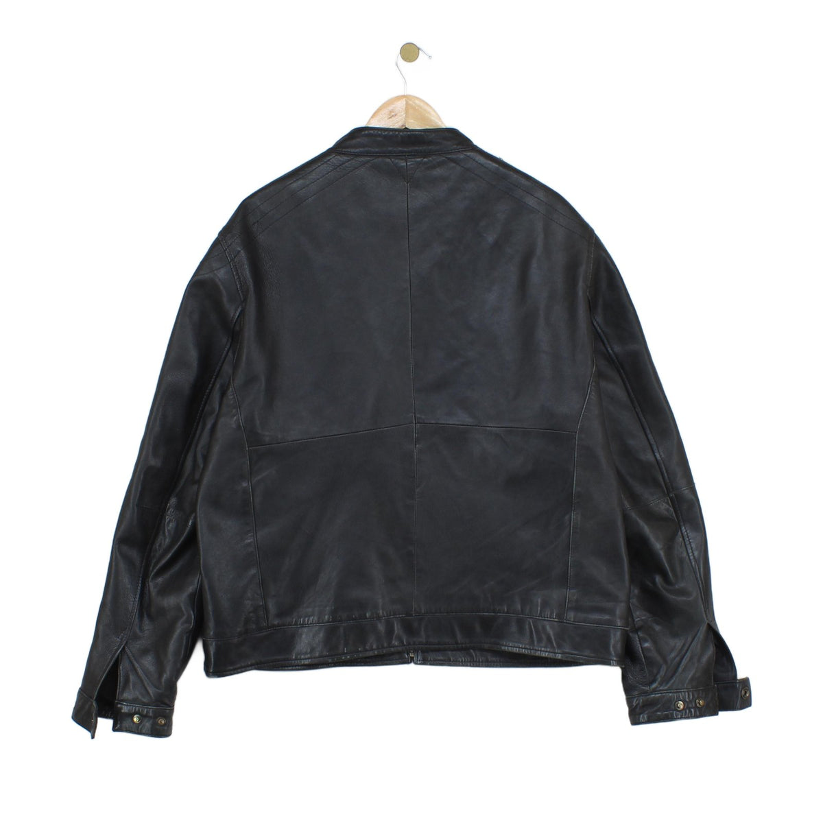 Mens Leather Jacket Full Zip Biker