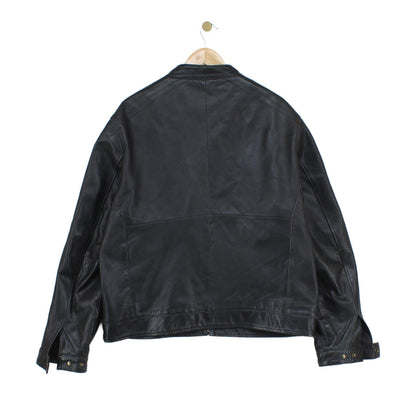 Mens Leather Jacket Full Zip Biker