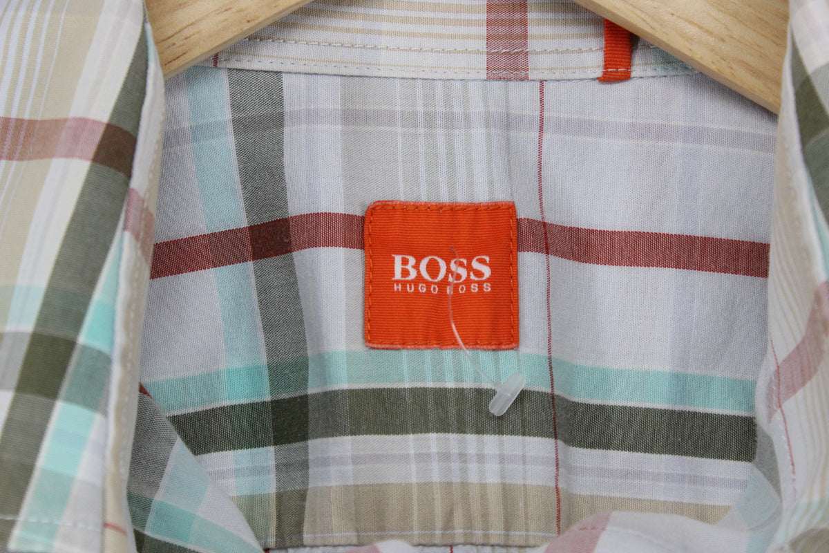 Mens Plaid Shirt Short Sleeve Casual Check
