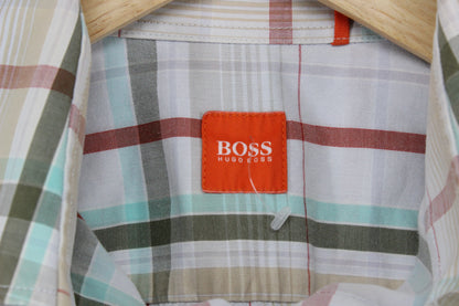 Mens Plaid Shirt Short Sleeve Casual Check