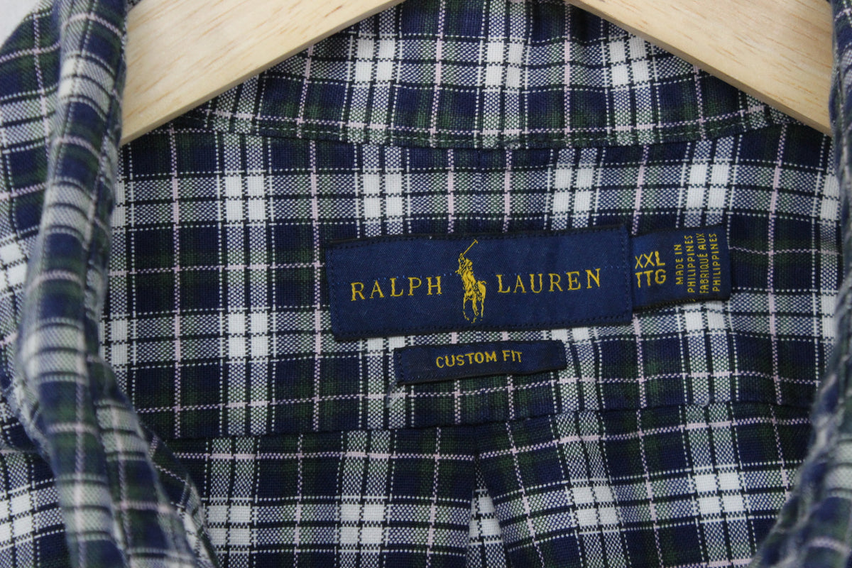 Mens Plaid Shirt Custom Fit Button Up Long Sleeve