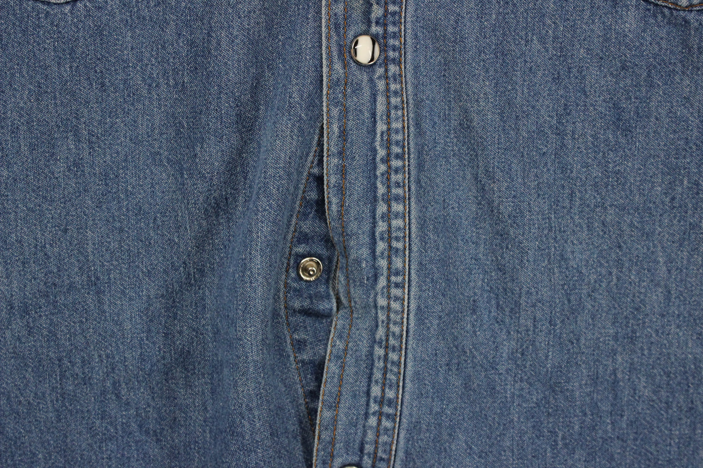 Mens Denim Shirt Long Sleeve Button Up