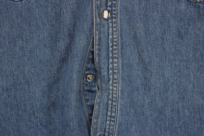 Mens Denim Shirt Long Sleeve Button Up