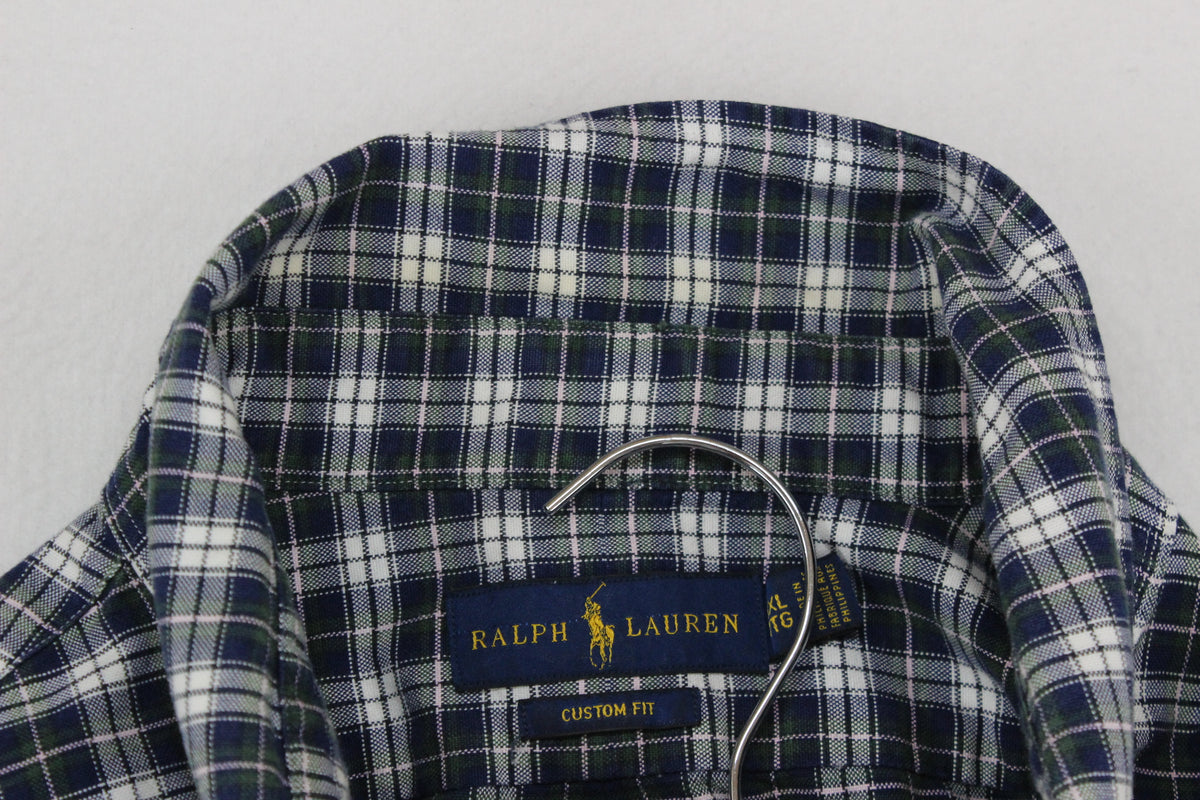 Mens Plaid Shirt Custom Fit Button Up Long Sleeve