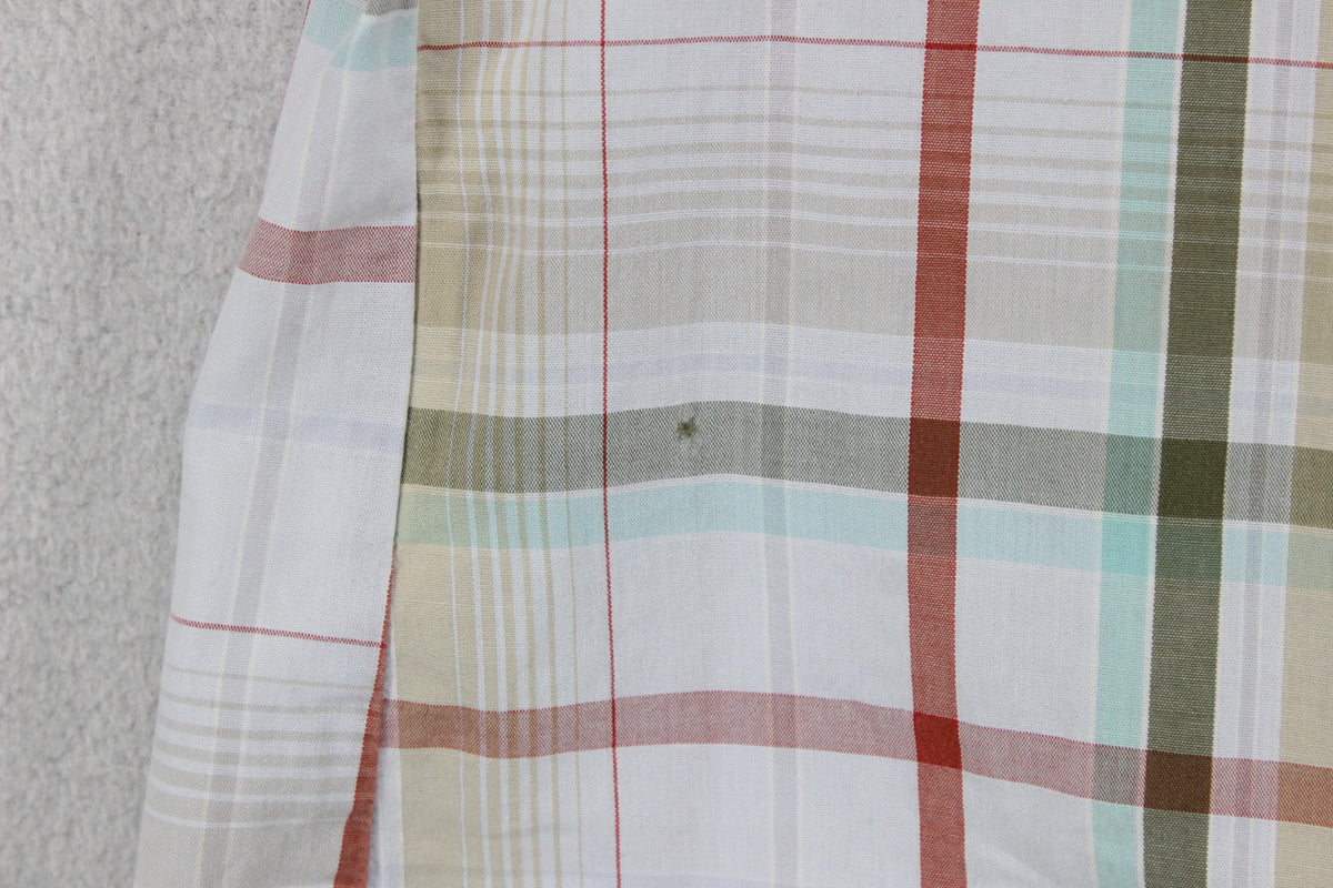 Mens Plaid Shirt Short Sleeve Casual Check