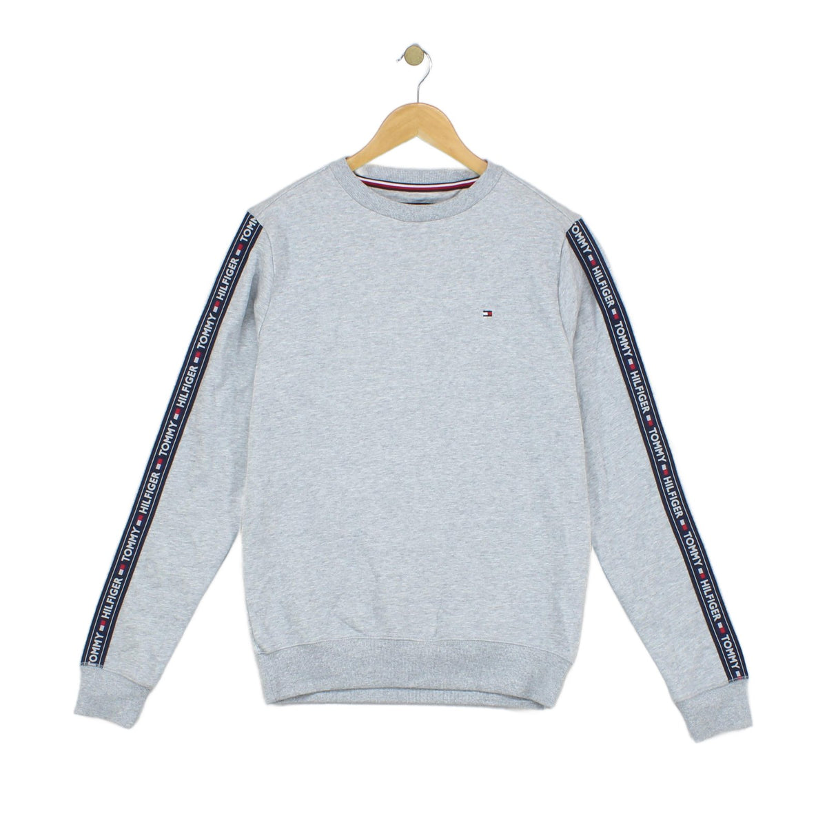 Mens Sweatshirt Crew Neck Logo Tape