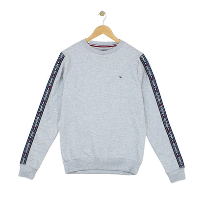 Mens Sweatshirt Crew Neck Logo Tape