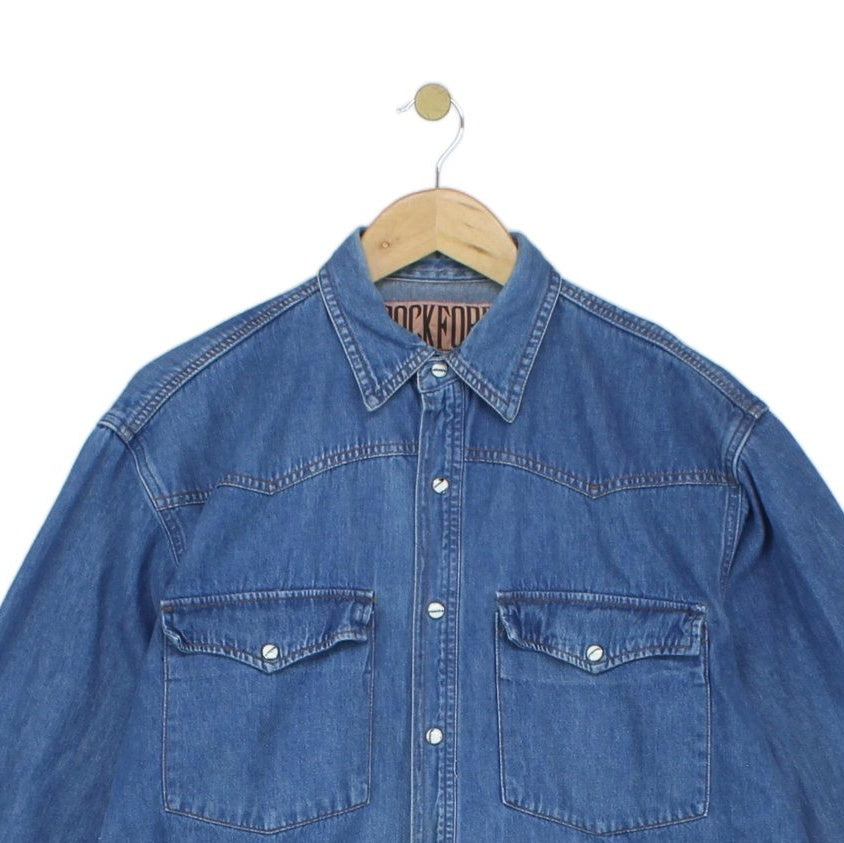 Mens Denim Shirt Long Sleeve Button Up
