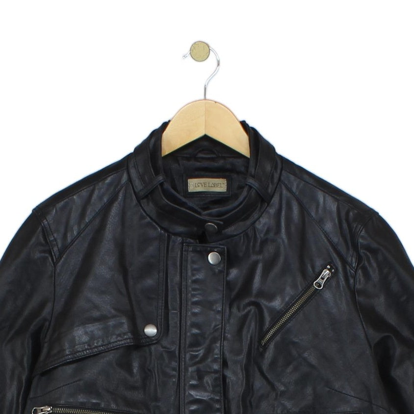Womens Leather Jacket Full Zip Biker