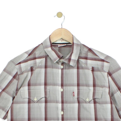 Mens Plaid Shirt  Button Up Short Sleeve