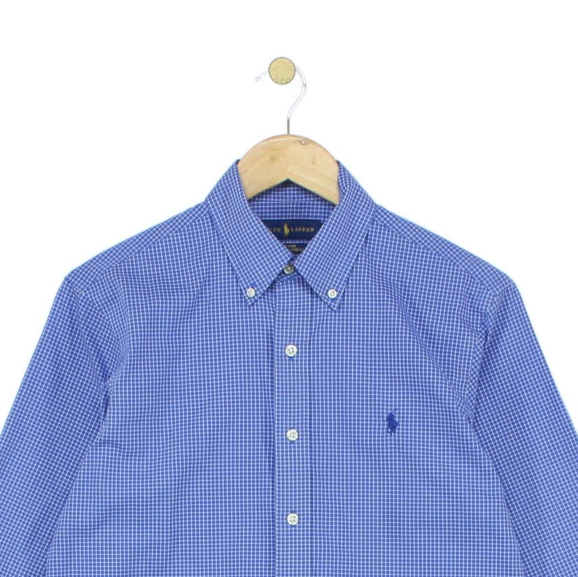 Mens Check Shirt Classic Button Down Collared
