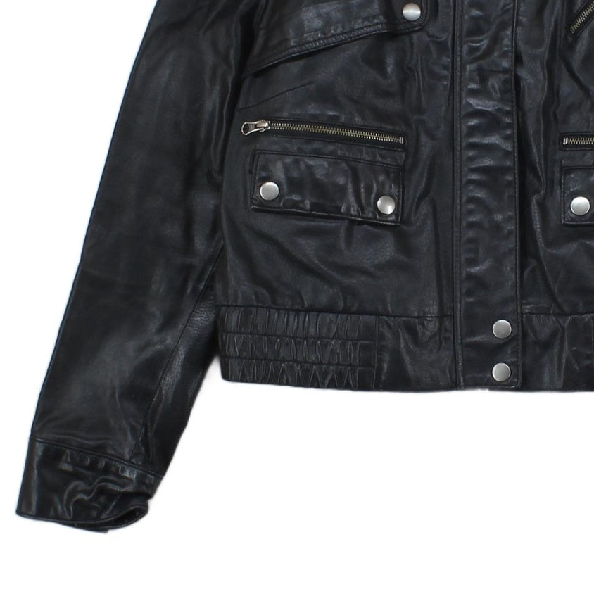 Womens Leather Jacket Full Zip Biker